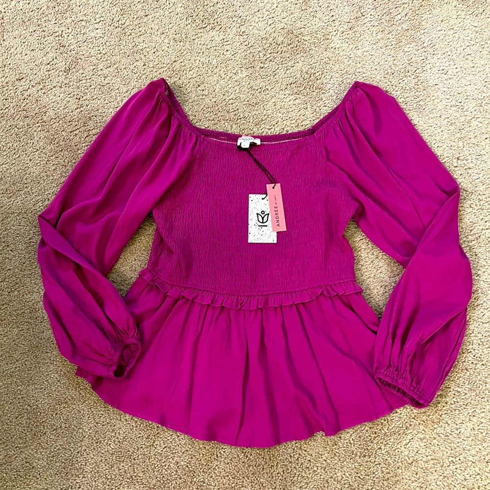 NWT Andree By Unit Peplum Top Size L